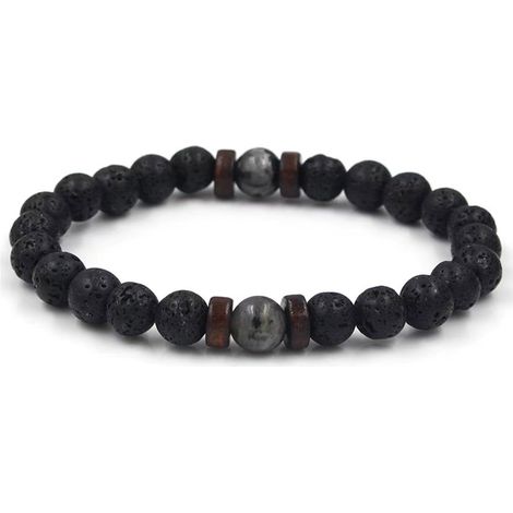 1 bracelet diffuseur pierre de lave, élastique, perles d'agate naturelles, pour yoga et méditation (1/5)