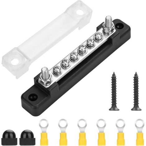 Eine Sammelschienenbox mit Schrauben, 12V-48V Verteilerset zur Abdeckung des Masseanschlusses für Autos, Boote, Schoner und Wohnmobile.
