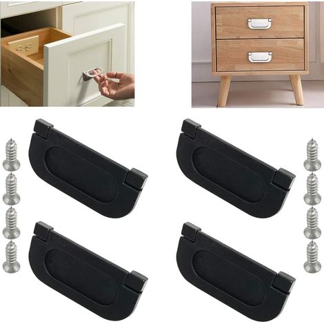 MINKUROW 4 pezzi manici invisibili Manopole per maniglie delle porte dei cassetti dell'armadio da cucina 75mm Cerniera Con Vite Tiretto del cassetto hardware dell'armadio da cucina orizzontale (ner (1/4)