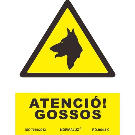 Señal atenció gossos pvc 0,7mm 210x300mm