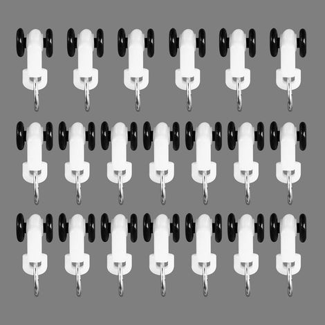 BEBUSINGOTO Guías para rieles de cortina, rodillos silenciosos para cortinas, poleas resistentes, 40 piezas (blanco, negro) (1/4)
