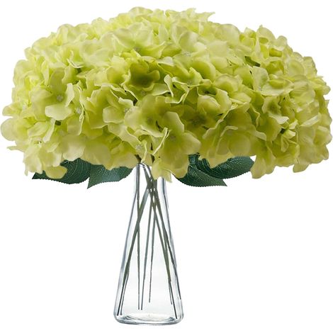 5 pièces Hortensia, Soie, Tige flexible 32cm, Diamètre 18cm, Décoration mariage (1/5)