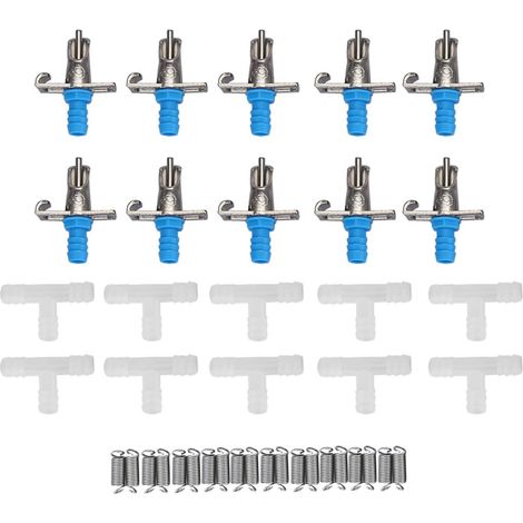 Distributeur d'eau pour Lapin, Kit d'Abreuvoir à Tétine en Acier Inoxydable avec Double Ressort, Système d'arrosage Automatique à 10 Tétines pour Cage de Clapier, Abreuvoir pour (1/5)