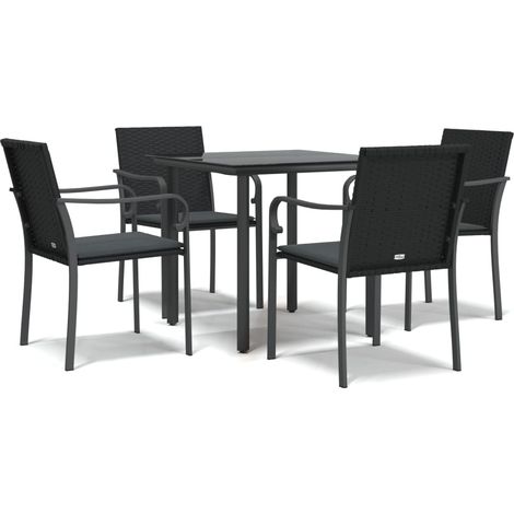 Maison Exclusive - 5-tlg. Garten-Essgruppe mit Kissen Poly Rattan