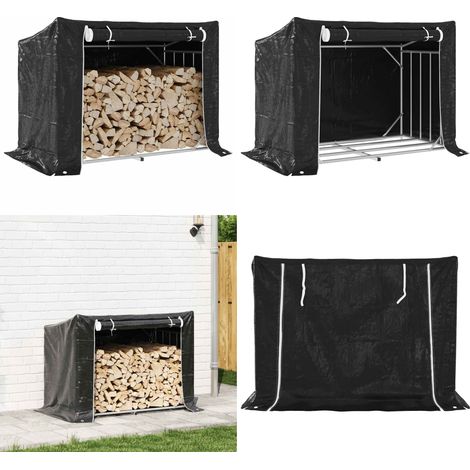 vidaXL Brennholzregal mit Regenschutz 151x80,5x110,5 cm Stahl Verzinkt (1/5)