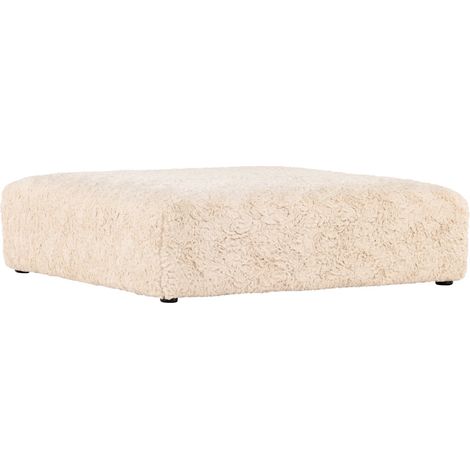 Pouf XL Effet Fourrure "Frankie" 100cm Beige