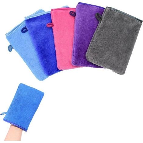 5Pcs Gant De Toilette Microfibre, Gants De Toilette, Gant De Toilette Coton, Gant Microfibre Ultra Doux Pour Bain, Démaquillage (1/5)