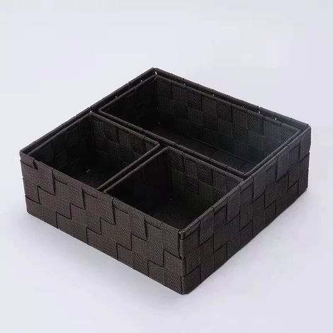 Cestini portaoggetti intrecciati per l'organizzazione, divisori per scatole portaoggetti a cubo, set da 4 (marrone) (1/4)