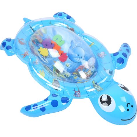 Tapis d'eau gonflable en forme de tortue, épais et idéal pour les moments passés sur le ventre, bleu (1/5)