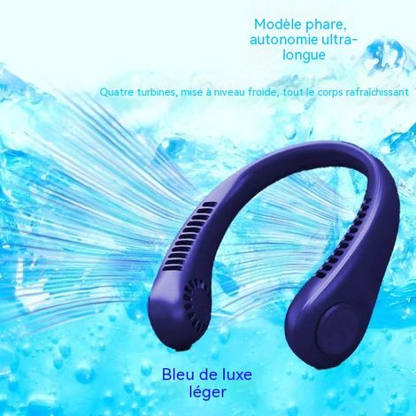 Ventilateur portable bleu ciel à suspendre au cou, refroidissement instantané, faible bruit et design moderne (1/3)