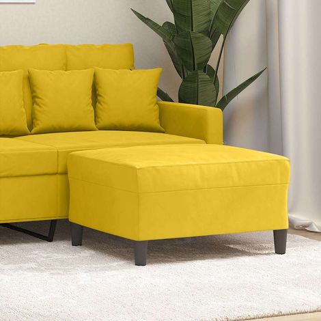 Repose-Pieds pour Salon ou Chambre - Tabouret Pouf Jaune 70x55x41 cm Velours BV125388 - BonneVie (1/5)