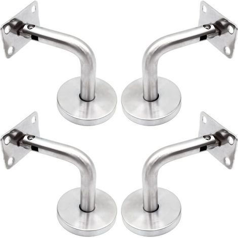 Handrail Brackets for Wall Mounting Polished Stainless Steel Stair Bracket with Cover Base Wall Brackets Railing for Interior Wall, Loft, Bar Corridor Bracket 4 Piece (1/4)