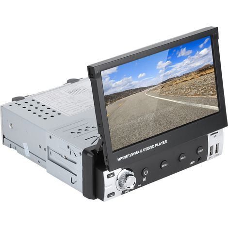 7-Zoll-Single-DIN-Autoradio mit GPS-Navigationssystem, USB-Anschluss, ausziehbarem Bildschirm, Bluetooth, HF-Radio und automatischer Bildschirmöffnung. (1/5)