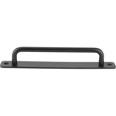Schiebetürgriff aus Aluminiumlegierung, mit Mittelloch, Schranktürgriff mit Rosette für Küche, Kleiderschrank, Badezimmer, Abstellraum (schwarz) (1/4)