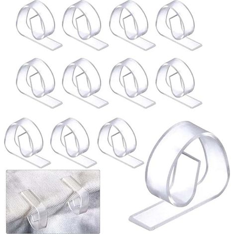 12 pinces à nappe en plastique transparent, adaptées aux tables de moins de 4 cm d'épaisseur, idéales pour les fêtes, les jardins, etc. (1/5)