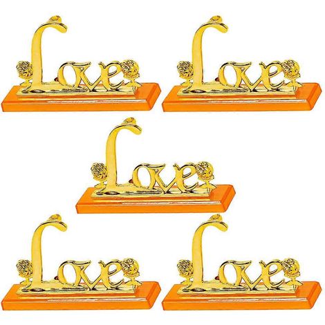 5-teiliges Rosen-Liebes-Alphabet-Dekor-Ornament, Tischdekoration, zarte Tischverzierung für Wohnzimmer-14X3CM-Golden (1/4)