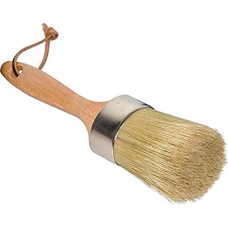 2-in-1 runder Kreide- und Wachspinsel, Mal- oder Wachsmöbel, handgefertigt mit reinen Naturborsten und ergonomischem Griff, dunkles oder klares Wachs