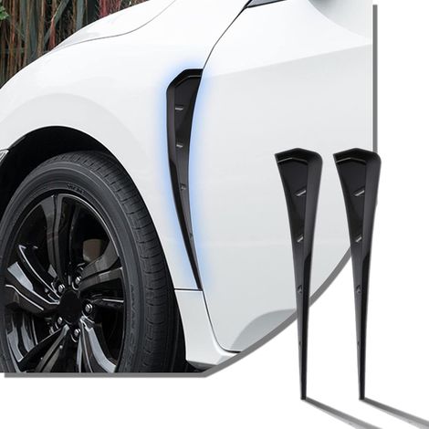 Parti di prese d'aria laterali per auto, spoiler in fibra di carbonio ABS, adesivo decorativo per ala, griglia di aspirazione dell'aria, accessori esterni universali per auto (nero)