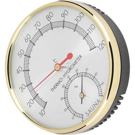 Thermomètre Hygromètre Mécanique pour Sauna - Métal Découpé Précision Élevée Tailles 10cm x 10cm x 2.5cm Multicolore Pack 1