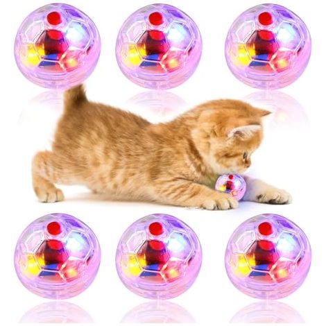 Pack Cat Ball, Transparent Luminous Cat Ball Movement Balls, LED Interactive Cat Toy Ball for Cat Sports, Playing