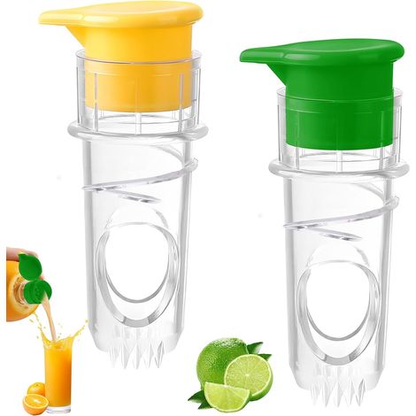 Spremiagrumi manuale per kumquat in 2 pezzi, mini portatile giallo e verde opzionale, piccolo e comodo spremiagrumi manuale per limoni adatto, spremiagrumi per lime resistente (1/5)