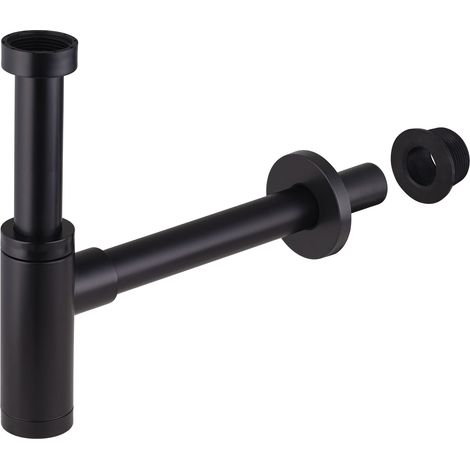 Siphon de Lavabo en ABS Design F33x42 (1'1/4) Sortie Ø32 + Adaptateur Ø50 NOYON & THIEBAULT finition noir mat (1/5)