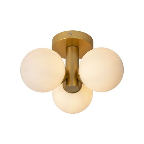 Plafoniera Lucide Trudy ottone 3 luci sfere vetro G9
