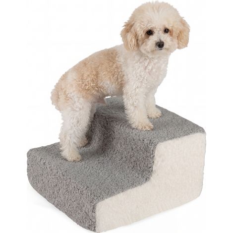 COSTWAY 2-tier Foam Dog Ramp High-density Pet Stairs w/ Non-Slip Bottom