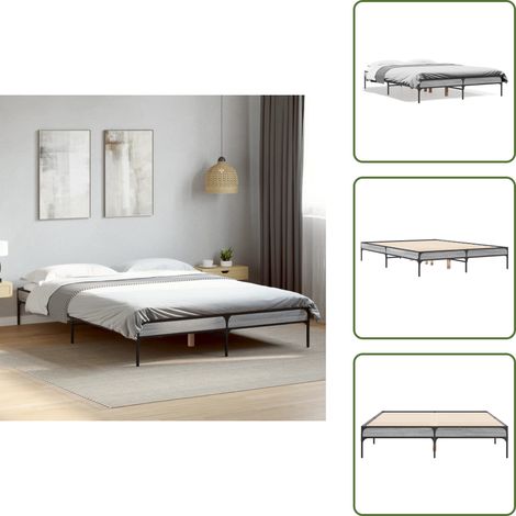 The Living Store Cadre de lit sans matelas sonoma gris 140x190 cm - Cadre De Lit - Lit Double - Lit Sommier - Lit Design - Lit Moderne (1/5)