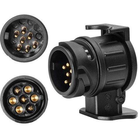 Adaptador de 13 pines a 7 pines, carcasa de nailon impermeable, resistente a la corrosión, para remolques y caravanas. (1/5)