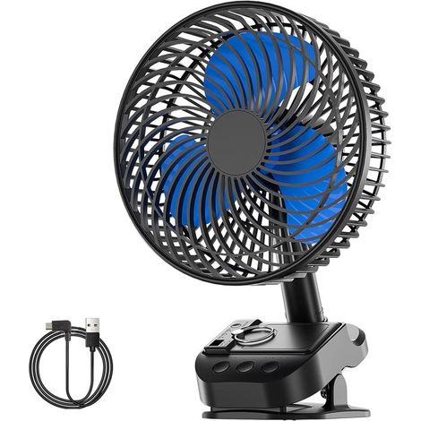 Ventilatore a clip con connessione USB,batteria ricaricabile da 10000 mAh,5 velocità,ventilatore da campeggio,timer (1/5)