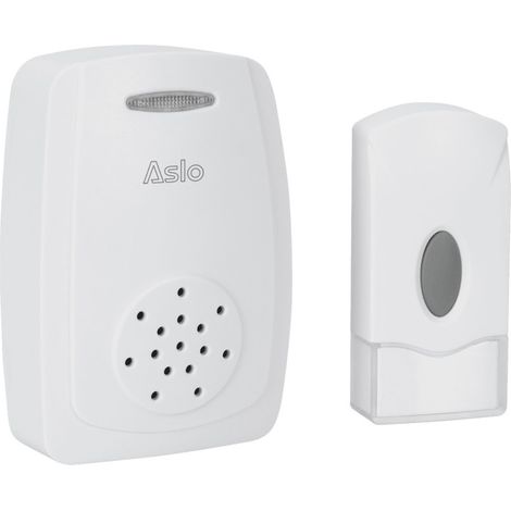 Sonnette sans fil Portable 100m 80dB Blanche – Carillon 36 Mélodies IP44 avec Bouton-poussoir Intérieur Extérieur Aslo (1/4)