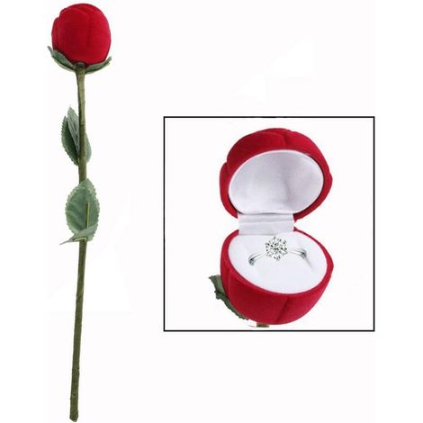 Boîte à bijoux en forme de rose, coffret cadeau pour la Saint-Valentin et écrin pour alliances. (1/5)