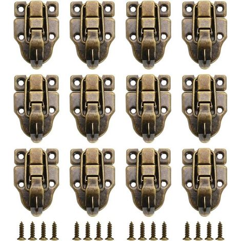 12Pcs Boîte Cadeau Style Vintage Verrous Vintage Pour Valise Mini Couleur Bronze Loquets Verrous Serrure De Verrouillage Fermoir Pour à Vos Vieilles Boîtes Bois, Boîtes à Outils(Bronze)