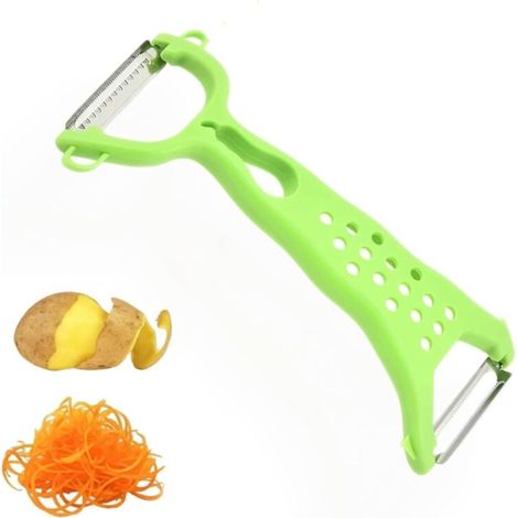 Veggie Glide - Éplucheur Double Fonction en Acier Inoxydable, 2 en 1 pour Éplucher et Râper, Éplucheur à Fruits et Légumes avec Poignée Ergonomique(vert) (1/5)