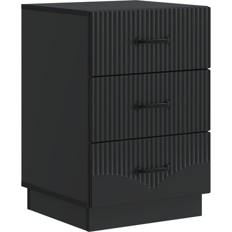 vidaXL  Bedside Cabinet  Black 43 x 41 x 63.5 cm Engineered Wood