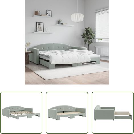 Lit gigogne - Lit de jour avec gigogne sans matelas gris clair 100x200 cm (1/5)