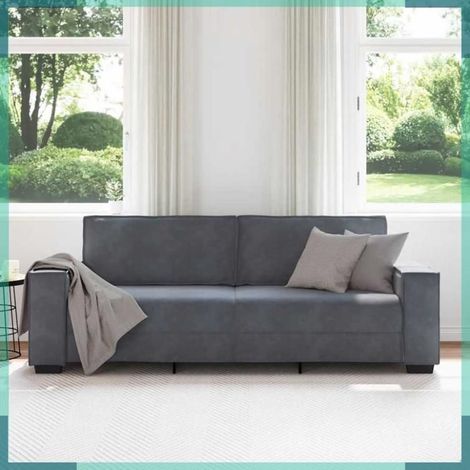 4105031 Canapé à 3 places Gris foncé 220x78x84 cm Velours (1/5)