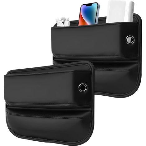 Set di 2 organizer laterali per sedile auto, organizer per console auto, contenitore portaoggetti per sedile auto, organizer in pelle per sedile auto per cellulari, chiavi e carte (1/5)
