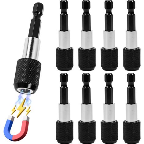 9PCS Porte-embouts Magnétique Rallonge pour Embouts de Vissage à Tige Hexagonale 1/4" Porte-embouts Magnétique de 6 cm, Porte-embout de Tournevis à Dégagement Rapide Magnétiques (1/5)