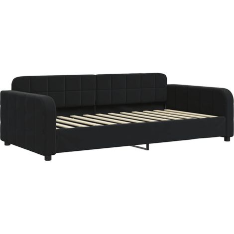 Lit simple,Lit adulte,Lit de repos sans matelas noir 100x200 cm velours CFW217276 (1/5)
