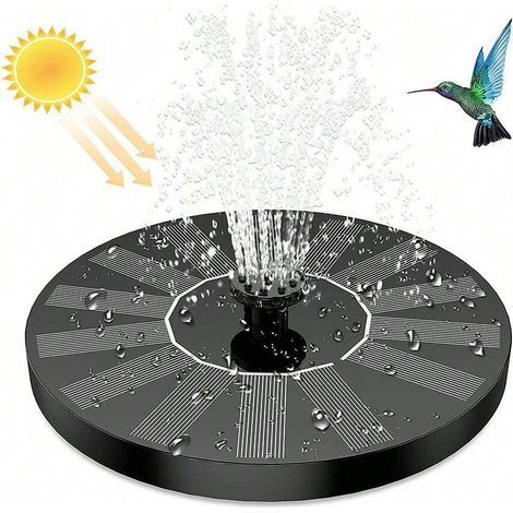 Solarbetriebener Vogelbadbrunnen mit freistehender, schwimmender Wasserpumpe, geeignet für Außenbereiche wie Gärten, Teiche und Schwimmbäder, die Sonnenlicht benötigen.