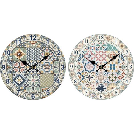 Wanduhren mit Mosaik aus Zementfliesen 34 cm 2er Set (1/3)