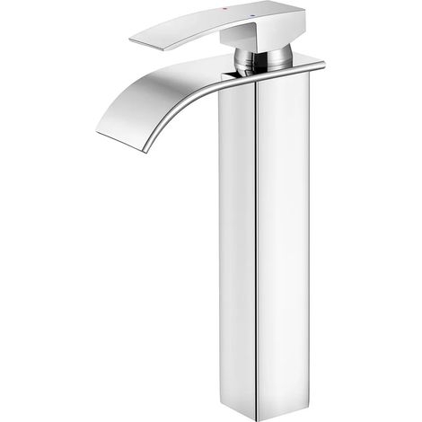 Robinet de salle de bain CECIPA MAX, mitigeur lavabo cascade haut, avec eau chaude et froide, hauteur 245 mm, acier inoxydable chromé (1/5)