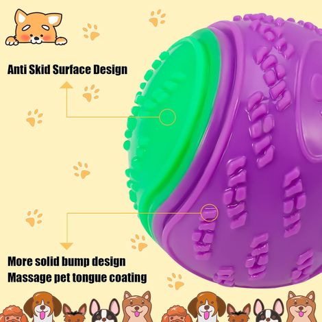 Balles pour chiens, lot de 4 balles couineuses, adaptées aux chiens de taille moyenne à grande, jouets interactifs pour jouer, faire de l'exercice et s'entraîner, jouets faciles à attraper de 6,35 cm (1/5)