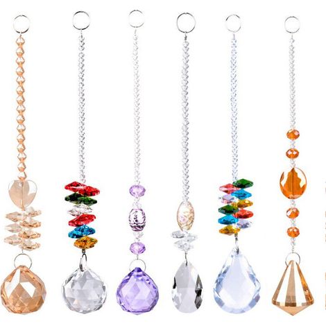 Suspension Cristal - Lot de 6 Pendentifs Prisme pour Fenêtre Jardin Intérieur Extérieur (1/5)