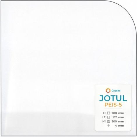 Vitre Jotul PEIS-5 - Verre 1 angle arrondi Côté droit pour poêle à bois - 200 x 200 / 152 mm (L1 x H1 / H2) - 4 mm (1/5)