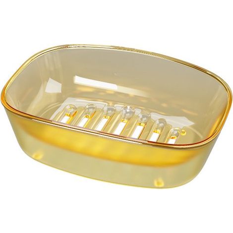 Seifenschale mit Abfluss Feuchtigkeitsbeständige Seife Doppellagiges Design Abfluss Leicht zu reinigen Wellenrille für Bad und Küche Gelb (1/5)
