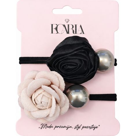 Set di 2 elastici per capelli in 1 con una rosa e una perla su una spilla GUM164 (1/5)