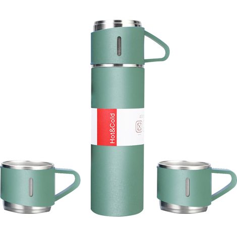 Bouteille isotherme de 500 L avec 2 tasses supplémentaires, mug de voyage en acier inoxydable, gobelet isotherme étanche pour boissons chaudes et froides. (1/5)
